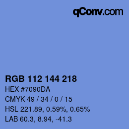 カラーコード: RGB 112 144 218 | qconv.com