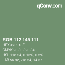 Color code: RGB 112 145 111 | qconv.com