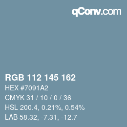 Color code: RGB 112 145 162 | qconv.com