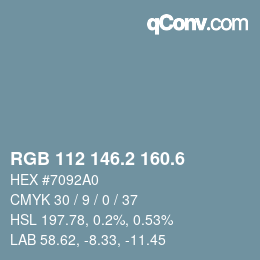 カラーコード: RGB 112 146.2 160.6 | qconv.com