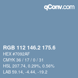 カラーコード: RGB 112 146.2 175.6 | qconv.com