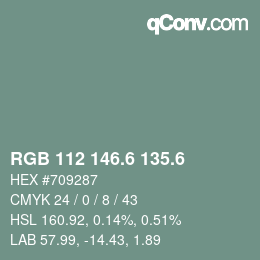 カラーコード: RGB 112 146.6 135.6 | qconv.com
