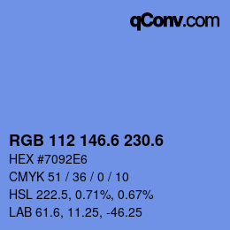 カラーコード: RGB 112 146.6 230.6 | qconv.com