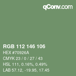 Color code: RGB 112 146 106 | qconv.com