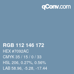 Color code: RGB 112 146 172 | qconv.com