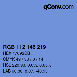 Farbcode: RGB 112 146 219 | qconv.com