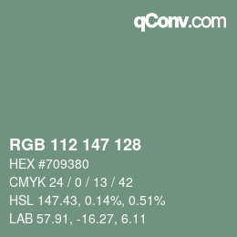 カラーコード: RGB 112 147 128 | qconv.com
