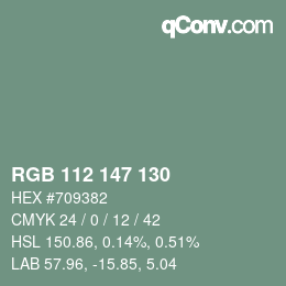 Color code: RGB 112 147 130 | qconv.com