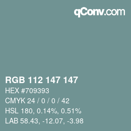 Color code: RGB 112 147 147 | qconv.com