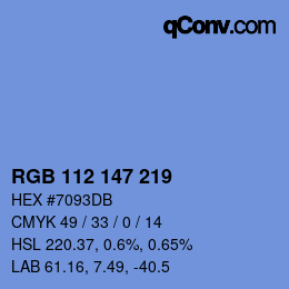 Color code: RGB 112 147 219 | qconv.com