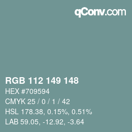 Color code: RGB 112 149 148 | qconv.com