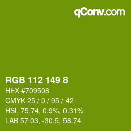 カラーコード: RGB 112 149 8 | qconv.com