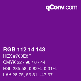 カラーコード: RGB 112 14 143 | qconv.com