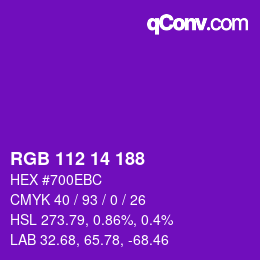 Color code: RGB 112 14 188 | qconv.com
