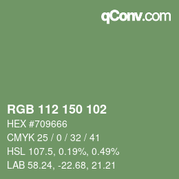 Código de color: RGB 112 150 102 | qconv.com
