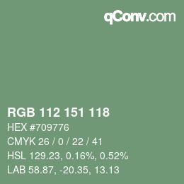 Color code: RGB 112 151 118 | qconv.com