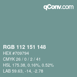 Color code: RGB 112 151 148 | qconv.com