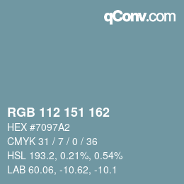 カラーコード: RGB 112 151 162 | qconv.com