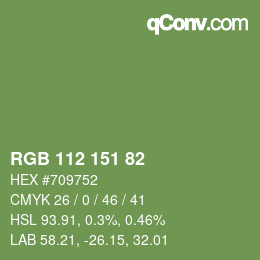 Color code: RGB 112 151 82 | qconv.com