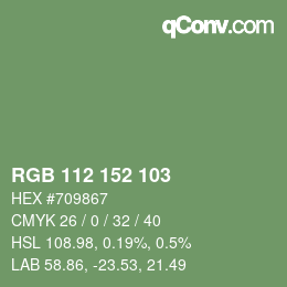 颜色代码: RGB 112 152 103 | qconv.com