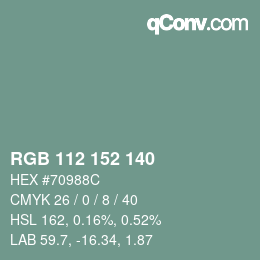 カラーコード: RGB 112 152 140 | qconv.com