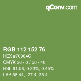 Color code: RGB 112 152 76 | qconv.com