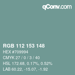 Color code: RGB 112 153 148 | qconv.com