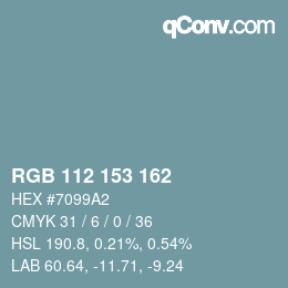 Color code: RGB 112 153 162 | qconv.com