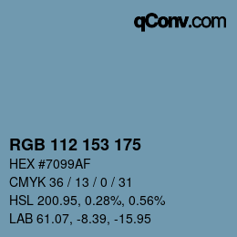 Code couleur: RGB 112 153 175 | qconv.com