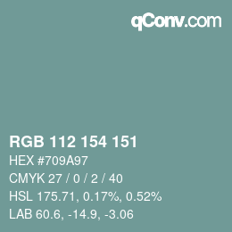 Color code: RGB 112 154 151 | qconv.com