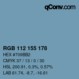 Color code: RGB 112 155 178 | qconv.com