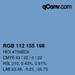 Color code: RGB 112 155 198 | qconv.com
