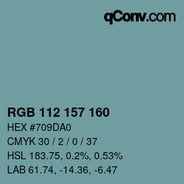 Color code: RGB 112 157 160 | qconv.com