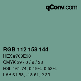 颜色代码: RGB 112 158 144 | qconv.com