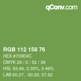 カラーコード: RGB 112 158 76 | qconv.com