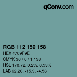 Color code: RGB 112 159 158 | qconv.com