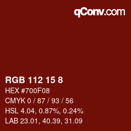 カラーコード: RGB 112 15 8 | qconv.com
