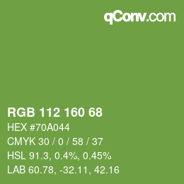 Color code: RGB 112 160 68 | qconv.com