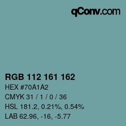 Color code: RGB 112 161 162 | qconv.com
