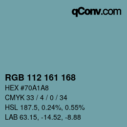 Color code: RGB 112 161 168 | qconv.com