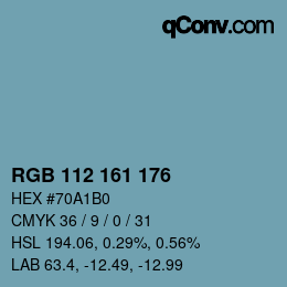 Código de color: RGB 112 161 176 | qconv.com