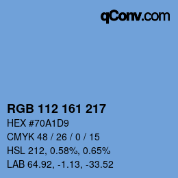 颜色代码: RGB 112 161 217 | qconv.com