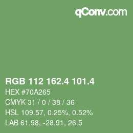 カラーコード: RGB 112 162.4 101.4 | qconv.com