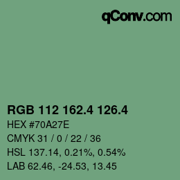 カラーコード: RGB 112 162.4 126.4 | qconv.com