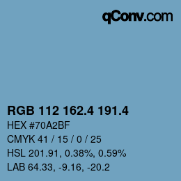 カラーコード: RGB 112 162.4 191.4 | qconv.com