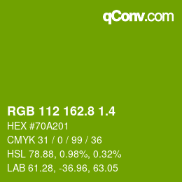 カラーコード: RGB 112 162.8 1.4 | qconv.com