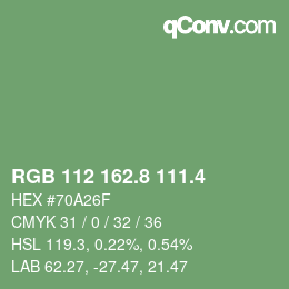 カラーコード: RGB 112 162.8 111.4 | qconv.com