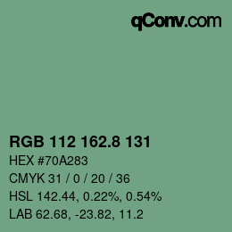 カラーコード: RGB 112 162.8 131 | qconv.com