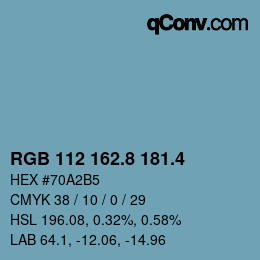 カラーコード: RGB 112 162.8 181.4 | qconv.com