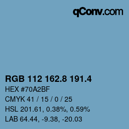 カラーコード: RGB 112 162.8 191.4 | qconv.com